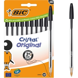 Penna a sfera BIC Cristal Original 1 mm nero - conf. 10