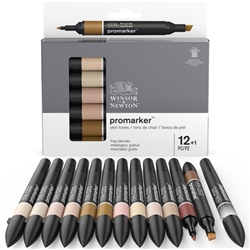 Pennarelli Winsor&Newton Promarker doppia punta fine-larga - conf. 13