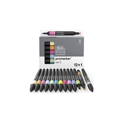 Pennarelli Winsor&Newton Promarker doppia punta fine-larga - conf. 13