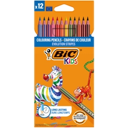 Matite colorate BIC Kids Evolution Stripes 3,05 mm con fusto esagonale - conf. 12