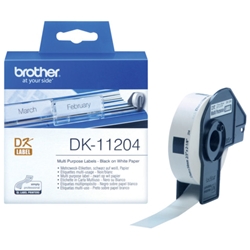 Rotolo 400 etichette adesive in carta Brother 17x54 mm nero/bianco - DK-11204