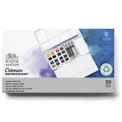 Set acquerelli Winsor&Newton Cotman Painting Plus 16 mezzi godet + 3 tubetti tempere da 8 ml colori assortiti 0390375 - conf. 19
