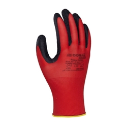 Guanti da lavoro Donau Safety in PL rosso e lattice ruvido nero sul palmo Tg. 7 - conf. 12