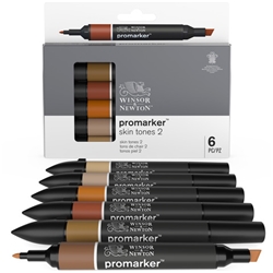 Pennarelli Winsor&Newton Promarker doppia punta fine-larga - conf. 6