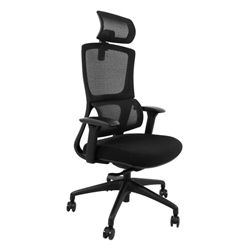Poltrona Unisit CH3255 semi-direzionale ergonomica con braccioli con poggiatesta e poggiareni in rete nero - CH3255
