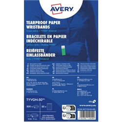 Braccialetti identificativi in Tyvek® Avery resistenti all'acqua - conf. 500