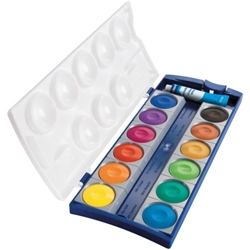 Acquarelli Pelikan Premium K12 - 12 godet assortiti con tubetto da 7,5 ml di bianco + tavolozza - 720854 - conf. 12