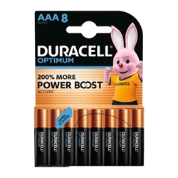 Batterie alcaline Duracell Optimum Ministilo AAA MN2400 mAh blister da 8 - DU0036 - conf. 8