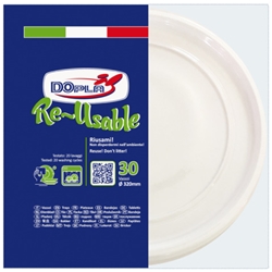 Piatti pizza in PS Dopla Reusable Ø 320 mm bianco - conf. 30