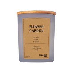Candela di soia in vaso di vetro con coperchio in legno Donau Home 200 g Flower Garden - 45361211-10