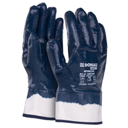 Guanti da lavoro Donau Safety in cotone rivestiti di nitrile blu Tg. 10 - conf. 12