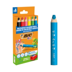Matite colorate BIC Kids Multisurface con fusto triangolare - conf. 6