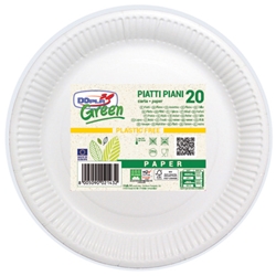 Piatti piani in fibra vergine Dopla Green Ø 230 mm bianco - conf. 20