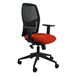 Seduta operativa con schienale in rete con braccioli Unisit Q3 rivest. ignifugo rosso - HUQ3/BRF/IR