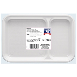 Vassoio rettangolare in PS Dopla Professional 2 scomparti 270x180 mm - conf. 50