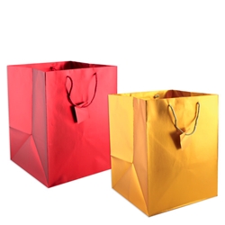 Borsa shopper Florio Carta colore rosso e oro - formato panettone 26x26x35 cm - conf. 10