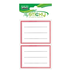 Etichette Lebez 7x5,4 cm - bordo rosso - conf. 10