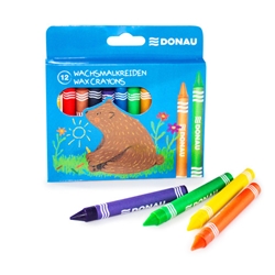 Pastelli a cera permanenti Donau - astuccio appendibile da 12 colori assortiti - 5210300-99 - conf. 60