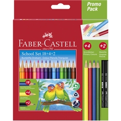 Promo Pack Faber-Castell 18 matite colorate triangolari + 4 matite colorate + 2 matite grafite - 201597 - conf. 24