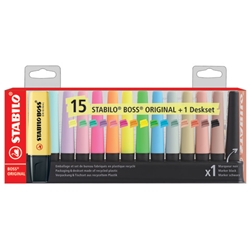 Desk set evidenziatori Stabilo Boss® Original 2-5 mm - 15 colori assortiti F60915 - conf. 15