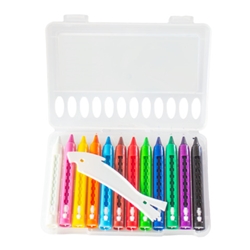 Pastelli a cera acquerellabili Donau - astuccio appendibile trasparente da 12 colori assortiti - 322300 - conf. 12