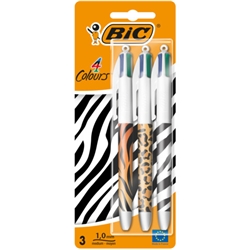 Penna a sfera a scatto BIC 4 Colours 1 mm in blister da 3 - conf. 3