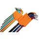Chiavi tampertorx colorate extra lunghe Neo Tools -  9 pezzi assortiti - misure TT10-TT50 con foro - acciaio S2