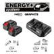 Set 2 batterie Energy+ 18V Li-Ion Graphite - Ion - 4.0Ah - con caricabatteria doppio 2x3.0Ah