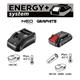 Set batteria Energy+ 18V Li-Ion Graphite - Ion - 2.0Ah - con caricabatteria 2,3Ah