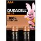 Batterie alcaline Duracell Plus100 - Ministilo AAA - MN2400 - conf. 4