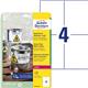 Etichette adesive Avery - permanenti - poliestere - bianco - 105x148 mm - L4719-20 - 4 etichette/ff - 20 fogli - conf. 80 etichette