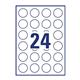 Etichette adesive rotonde rimovibili - Avery - stampanti laser/inkjet - Ø 37 mm - 24 etichette/foglio - conf. 25