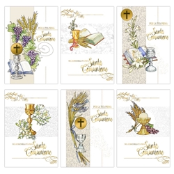 Biglietti augurali Prima Comunione Biembi oro 12x18 cm - conf. 6