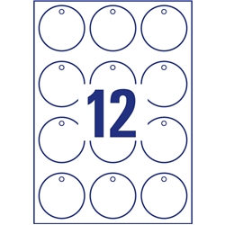 Cartellini micro-perforati Avery in cartoncino tondo da 220 g bordi lisci - conf. 120