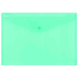 Buste con bottone in PPL ecologico Donau formato A4  verde - conf. 12