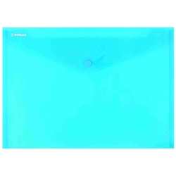 Buste con bottone in PPL ecologico Donau formato A4  blu - conf. 12