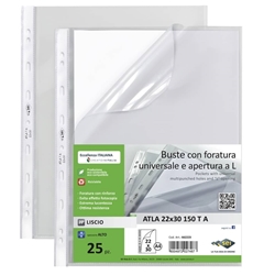 Busta a perforazione universale Sei Rota Atla T A apertura a L formato 22x30 cm - conf. 25