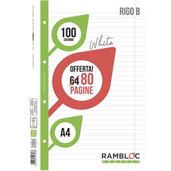 Ricambio quaderni ad anelli Rambloc formato A4 -32 ff +8 ff B 90524323- conf. 25