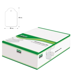 Etichette con filo in cartoncino bianco Lebez formato 28x43 mm - conf. 500