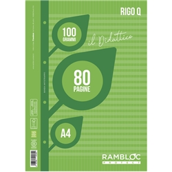 Blocco ricambio didattico Rambloc formato A4 40 ff - 100g rigatura Q - 90524385- conf. 25