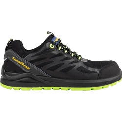 Scarpe antinfortunistiche Goodyear in tomaia KPU e mesh GY BLACKBAT S1P nero-verde TG.39 - 729639