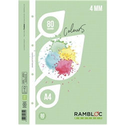 Ricambio rinforzato quaderni ad anelli Rambloc formato A4 colore verde - 4 mm - 90524354 - conf. 24