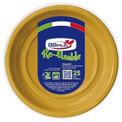 Piatti frutta in polistirene Dopla Reusable oro - conf. 25