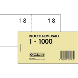Blocchi lotteria Madre/Figlia O.C.L. - serie numerata da 1 a 1000 bianco - conf. 10
