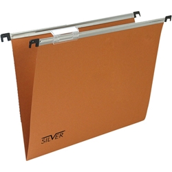 Cartelle sospese orizzontali per cassetti 39 cm Silver fondo V - arancio - conf. 50