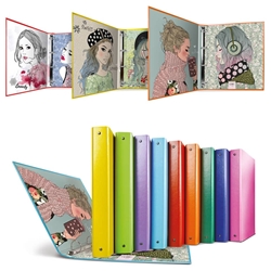 Raccoglitore in Stratopan Sei Rota Raggio A4 fantasie assortite - 4 anelli R30 mm - Ritratti - 36704099