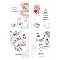 Biglietti augurali Matrimonio Biembi 12x18 cm fustellati oro - conf. 4