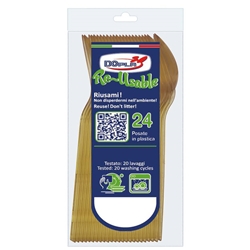 Cucchiaini compact in polistirene Dopla Reusable oro - conf. 24