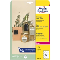 Cartellini micro-perforati Avery ultraresistenti in plastica 190µ tondi bordi lisci - conf. 120