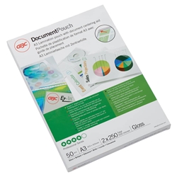 Pouches per plastificatrici a caldo GBC 2x250 µm finitura lucida formato biglietti da visita - conf. 50